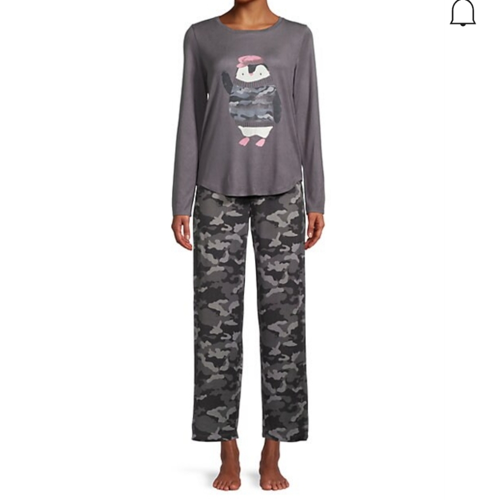 HUE Soft Pencamo Cozy Long Sleeve PJ Set